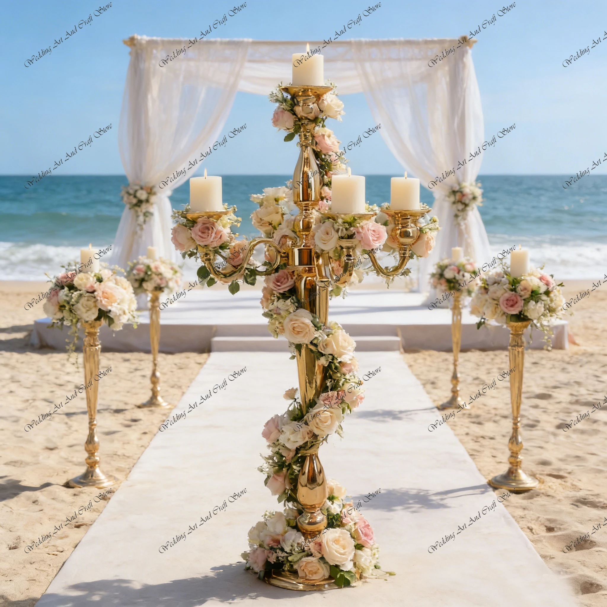 

10pcs f30 55-105cm Wedding Props Metal Candlestick Flower Stand Golden Candle Holder for Home Wedding Table Decoration ivy859