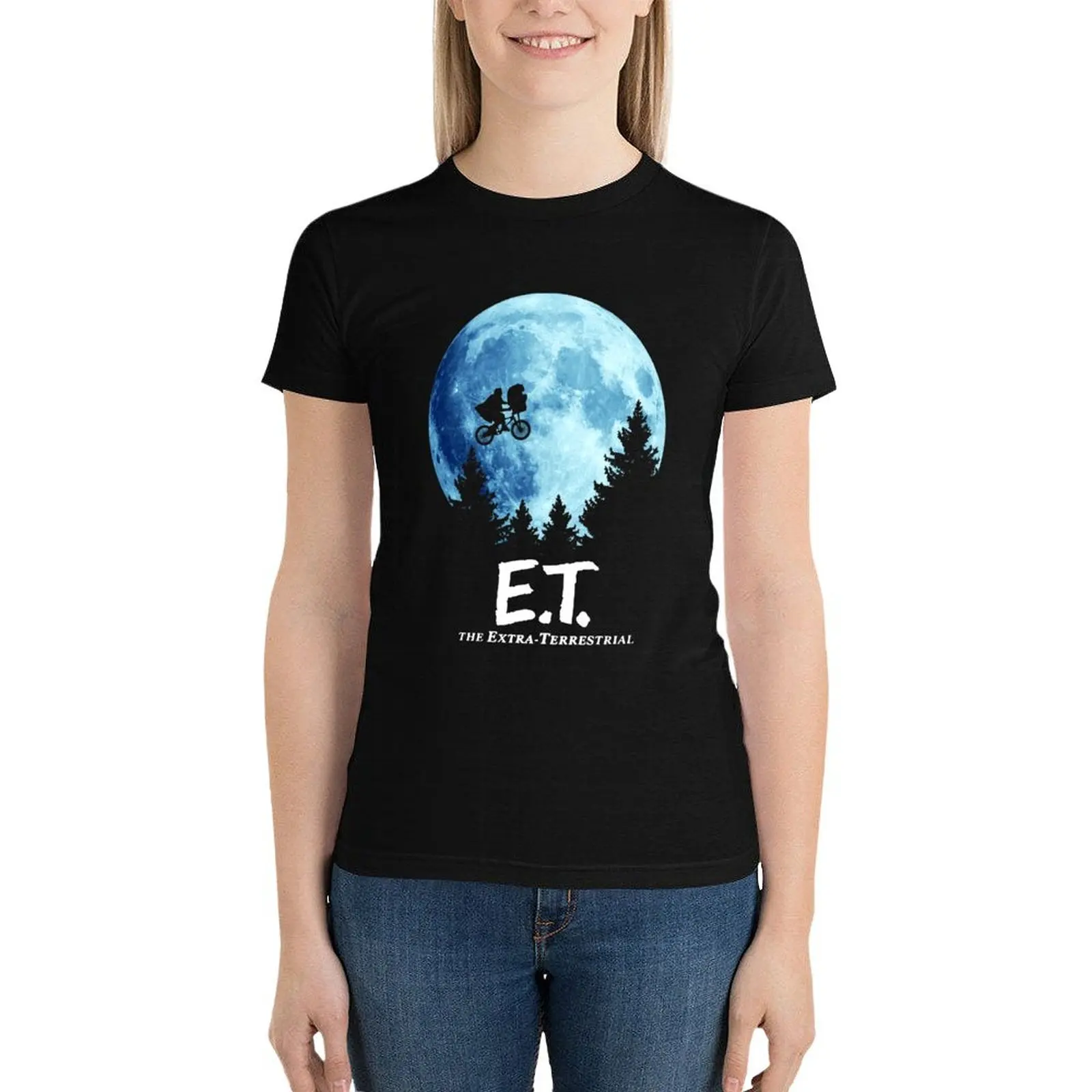 ET The Extra-terrestrial The Moon T-Shirt tops summer top female Womens graphic t shirts