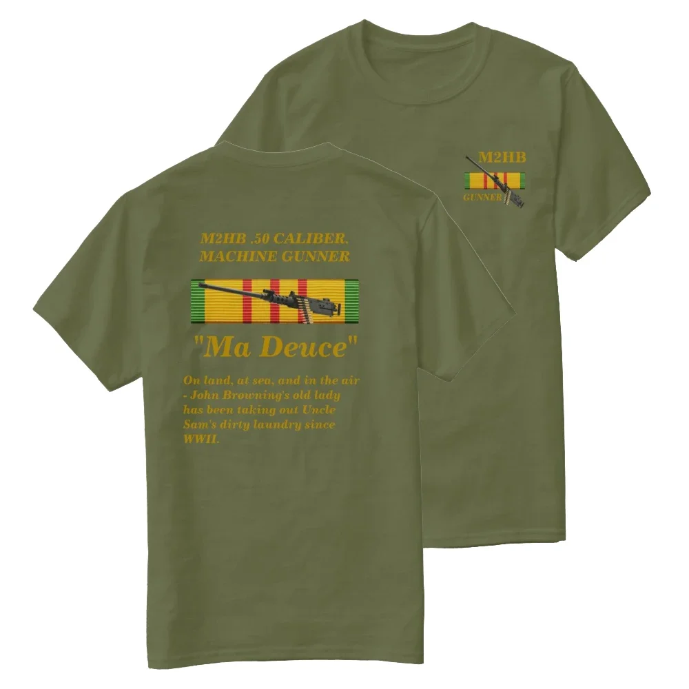 Military Style M2HB .50 Caliber Machine Gunner T-Shirt 100% Cotton O-Neck Summer Short Sleeve Casual Mens T-shirt Size S-3XL