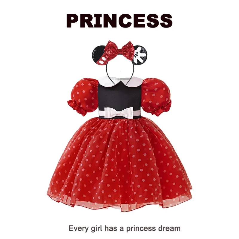 

Mickey Princess Dress Girl Puff Sleeve Dress Kids Wedding Flower Ball Gown Halloween Christmas Birthday Party Clothing