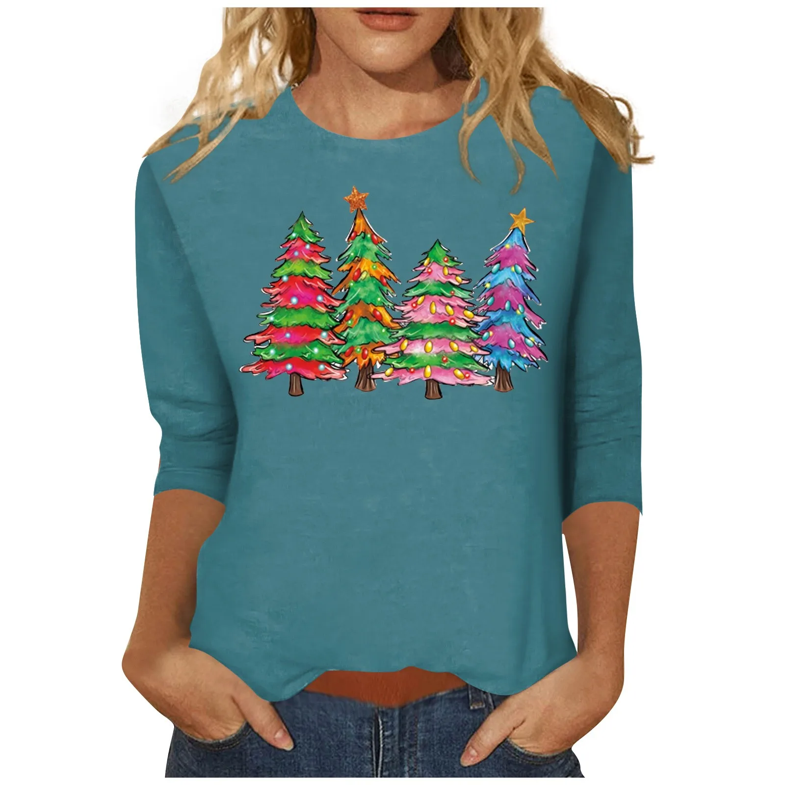 Pull à col rond pour femme, haut de Noël, loisirs urbains, bonhomme de neige de Noël, pull imprimé Kawaii, Y