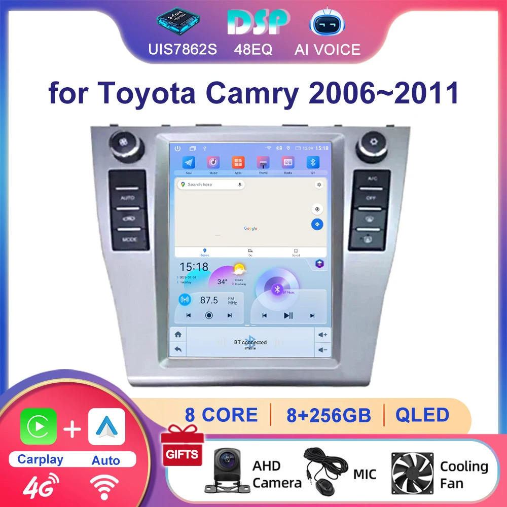 9.7'' 4G BT DSP Android GPS Navigation Carplay Stereo Multimedia System Car Radio Player for Toyota Camry 2006~2011