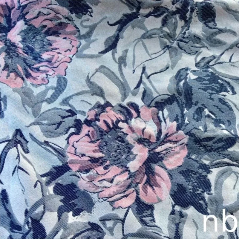 Ink-dyed flower jacquard fabric yarn-woven women's floral cheongsam clothing