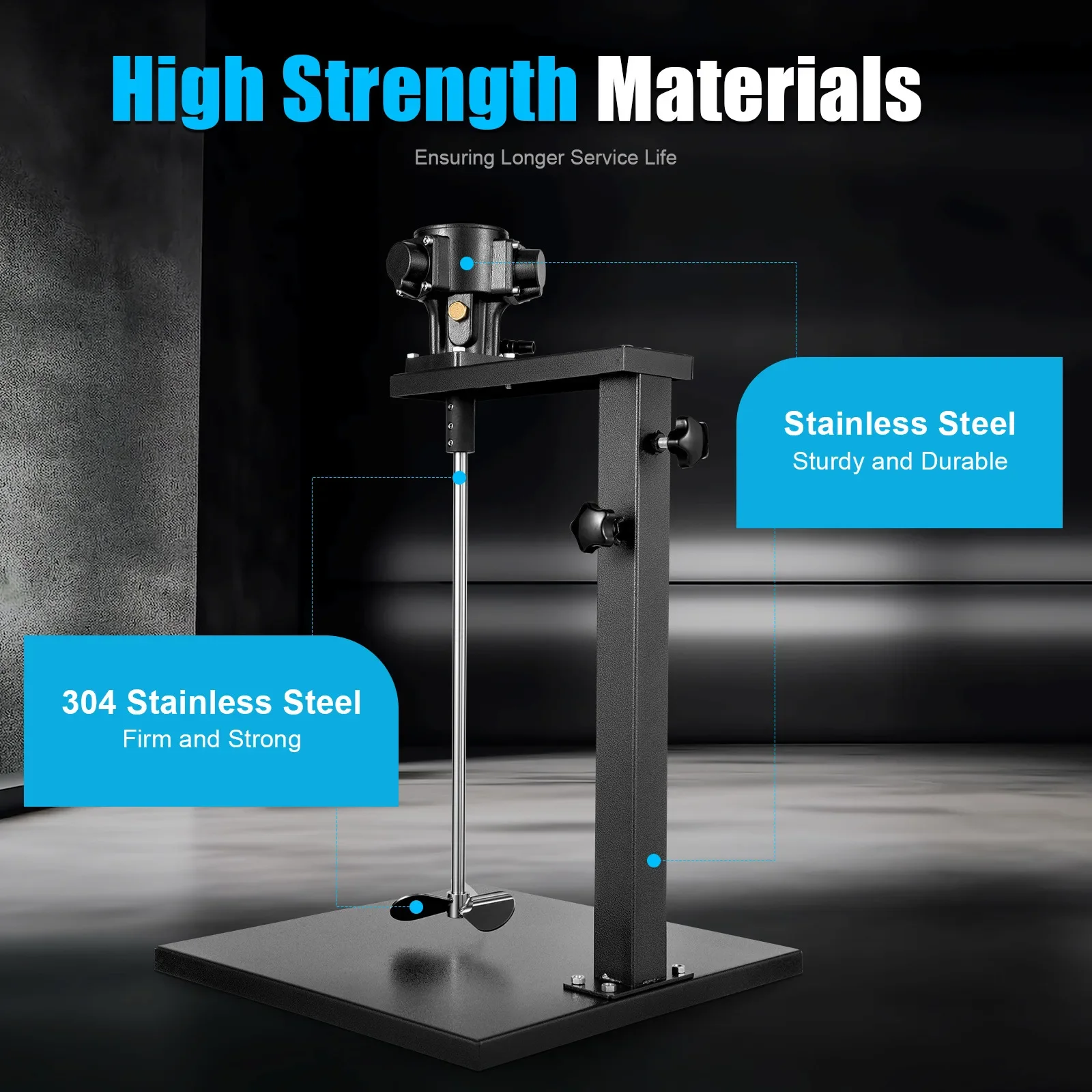 Professional Pneumatic Mixer Machine - 2600 RPM Adjustable Speed, Stainless Steel Shaft for Adhesives, Coatings & Laboratory Use
