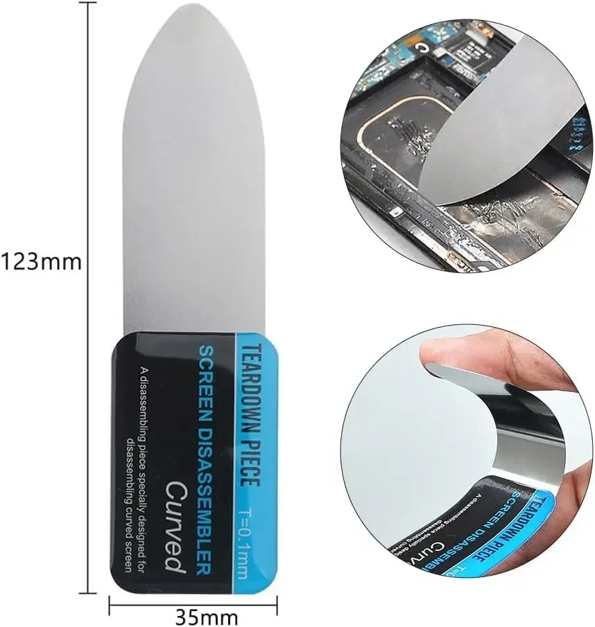 الصلب معدن الهاتف المحمول منحني شاشة LCD Spudger فتح حدق بطاقة أدوات رقيقة جدا مرنة الهاتف المحمول تفكيك أداة #2