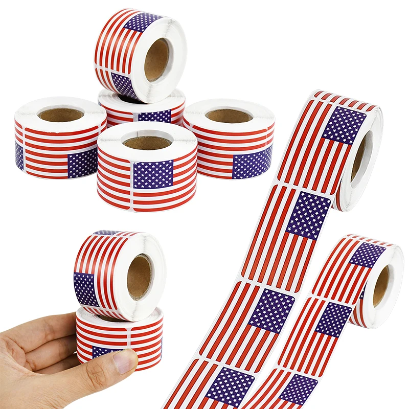 

250pcs/Roll USA Patriotic Sticker American Flag Stickers Notebook Card Scrapbooking Office Stationery Sticker DIY Party Supply