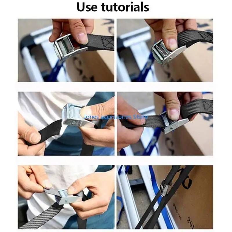 W8KD 10 Uds. Correas sujeción negras con hebilla, correas amarre resistentes desgaste con cerradura para sujetar a