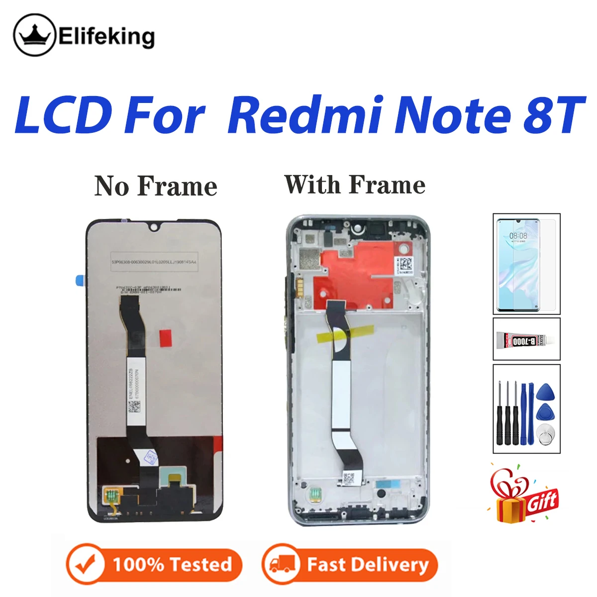 

Touch Screen For Xiaomi Redmi Note 8T LCD Display Digitizer For Redmi M1908C3XG LCD Note 8T Repair Parts Replacement with frame