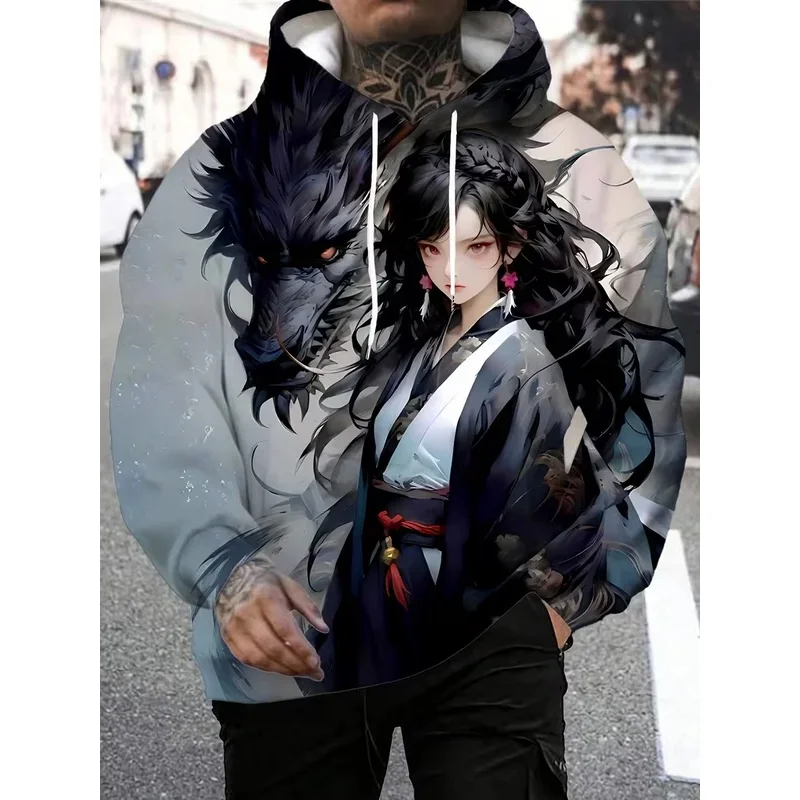 2026 Anime 3d Print Hoodie Men Women Fashion Sexy Samurai Tracksuit Casual Hoodie Sweatshirt Autumn Winter Clothes Y2k Coat