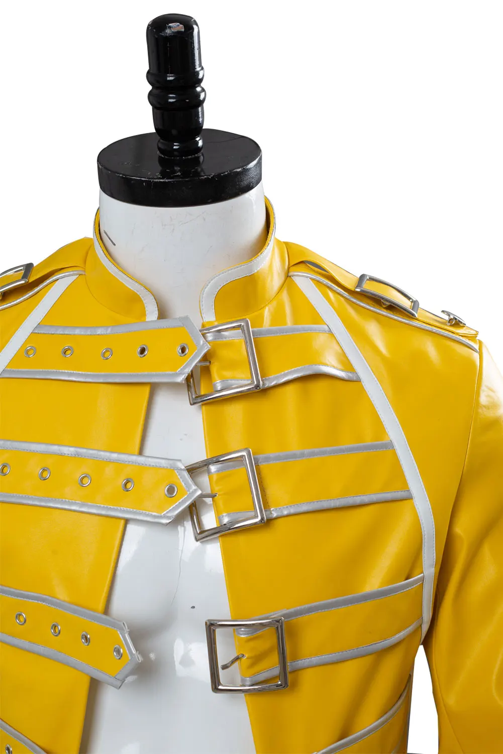 Freddie Mercury Fantasia de Cosplay para Homens Adultos, Vocais Queen, Jaqueta Amarela, Casaco Halloween, Roupas de Festa de Carnaval, Anime