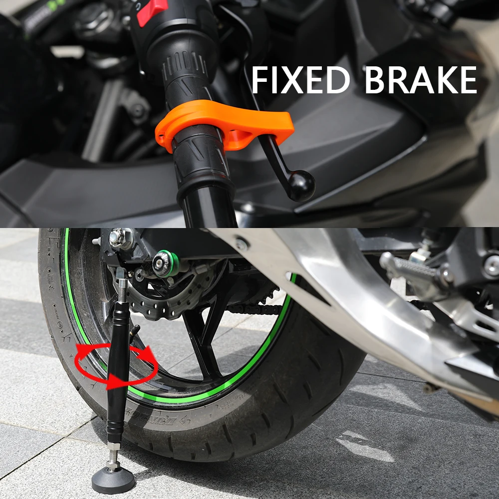 オートバイサポートサイドホイールスタンドフレームバランサーリフトブレーキロックフック付きユニバーサル KTM ヤマハホンダスズキモトクロス