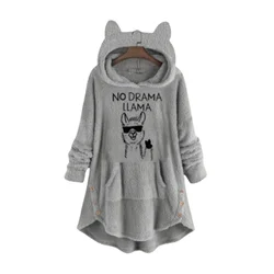 American Heavyweight Niche Design Printed Gray Hooded Sweatshirt for Women 2024 New Hot Style Loose Top