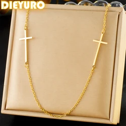 DIEYURO 316L Stainless Steel Flower Calaite Heart Sun Multiple Pendant Necklace For Women New Fashion Neck Chain Jewelry Gift