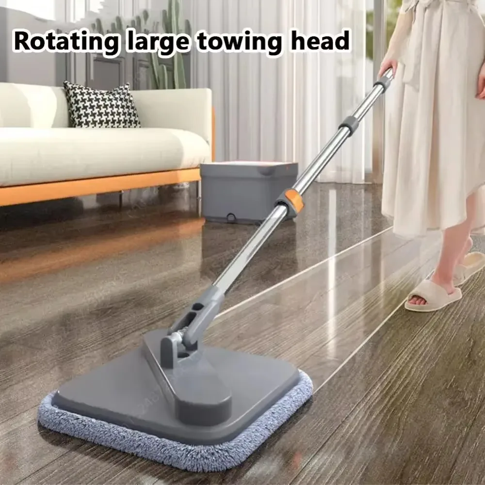 Lazy Floor Floating Mop Wet and Dry Dual-use Mops No Hand-Washing Household Cleaning Bucket Floor Mop Square Self-Cleaning Mops