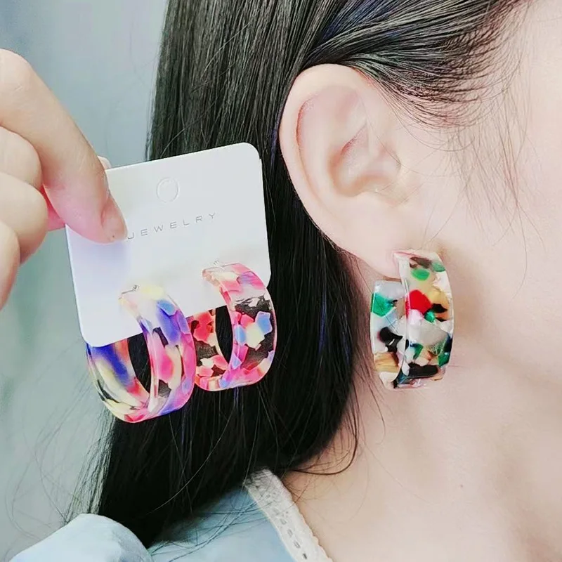 

300pairs/lot wholesale geometric C-ring acetic acid earrings and earrings, simple and fashionable, personalized, semi