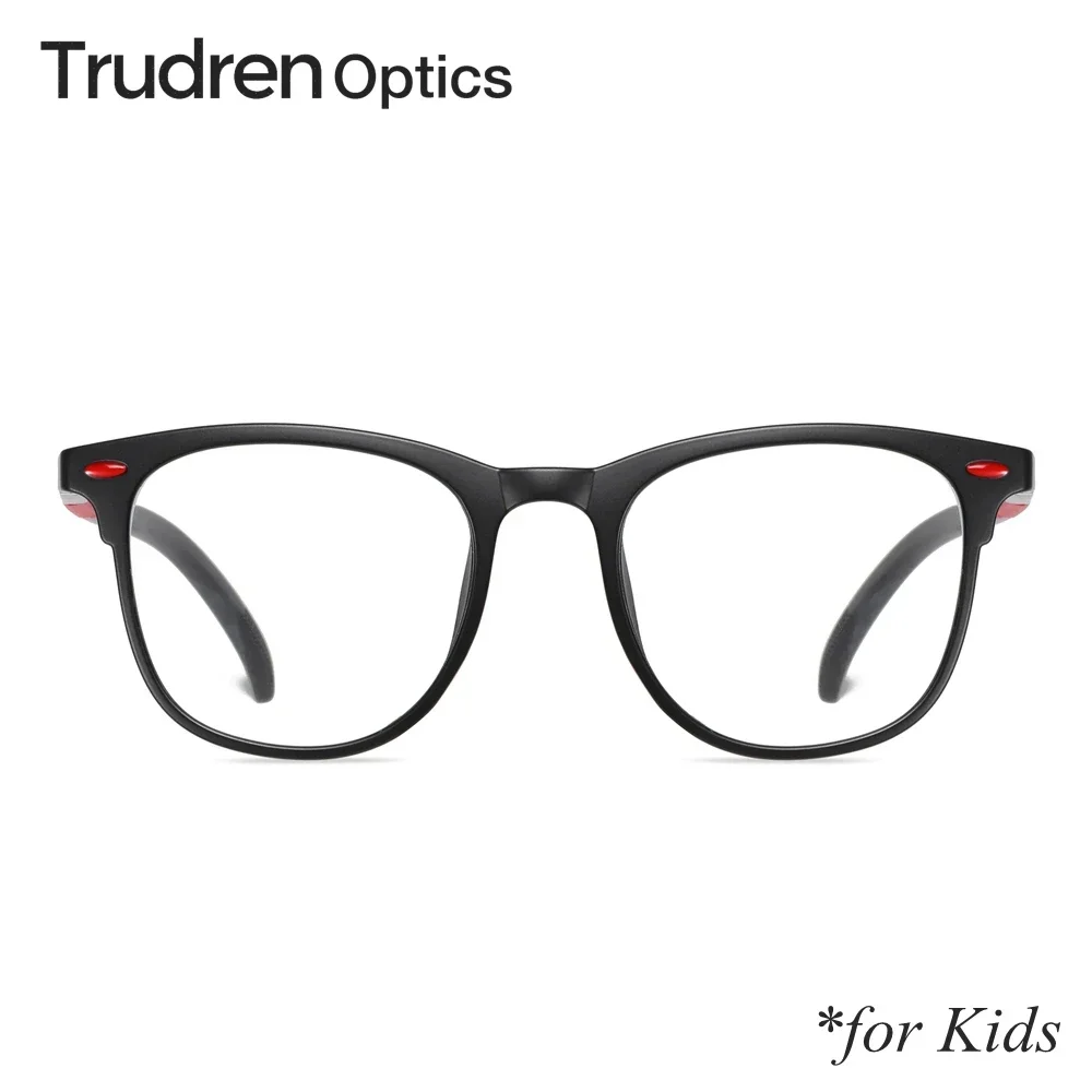 Trudren Kids TR-90 Horn Rimmed Square Non-prescription Clear Eyeglasses for Children Blue Light Blocking Computer Glasses 2001