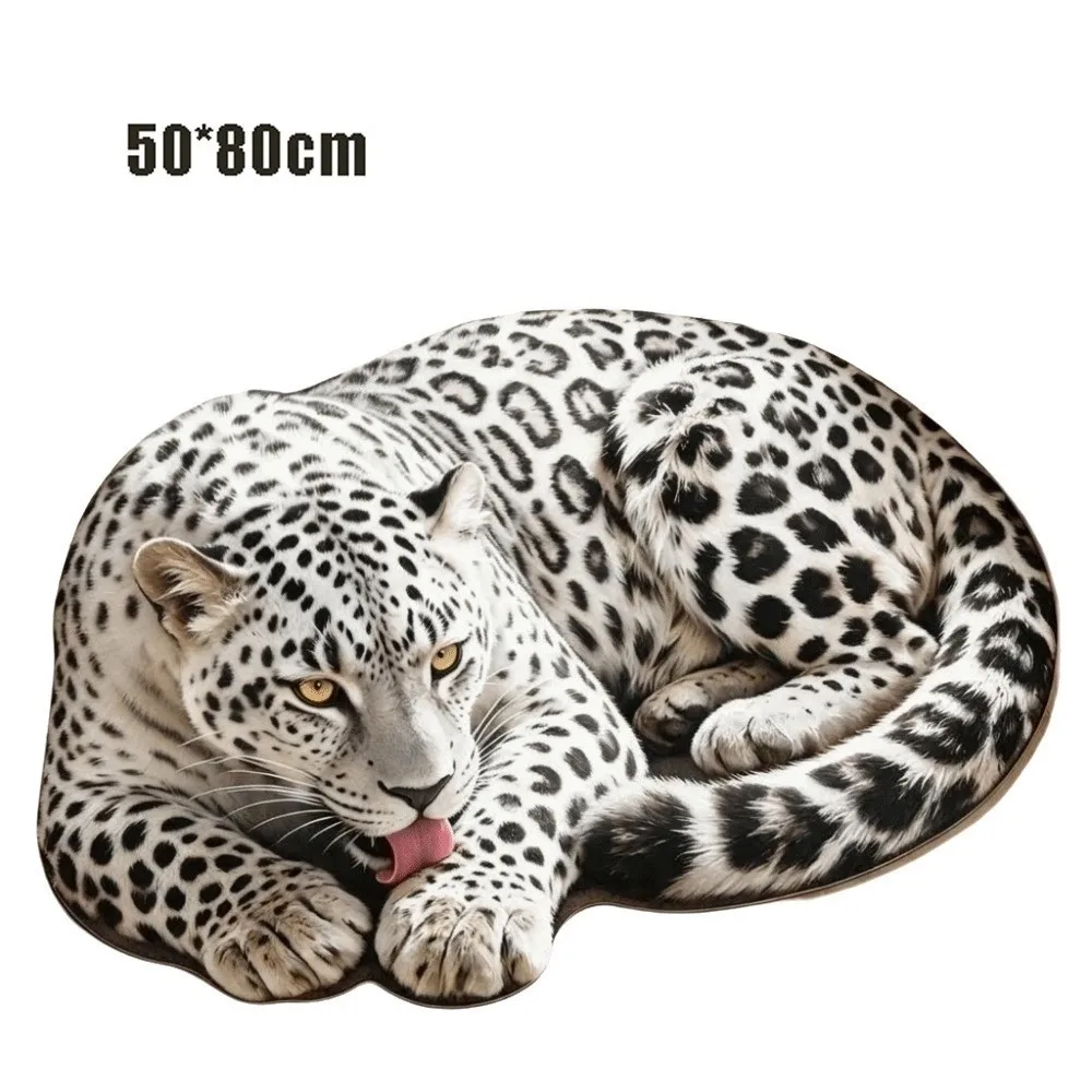 3D Special-shaped Tiger Floor Mat Imitation Cashmere Washable Bedside Rug Non Slip Abrasion-resistant Bedroom Door Mat