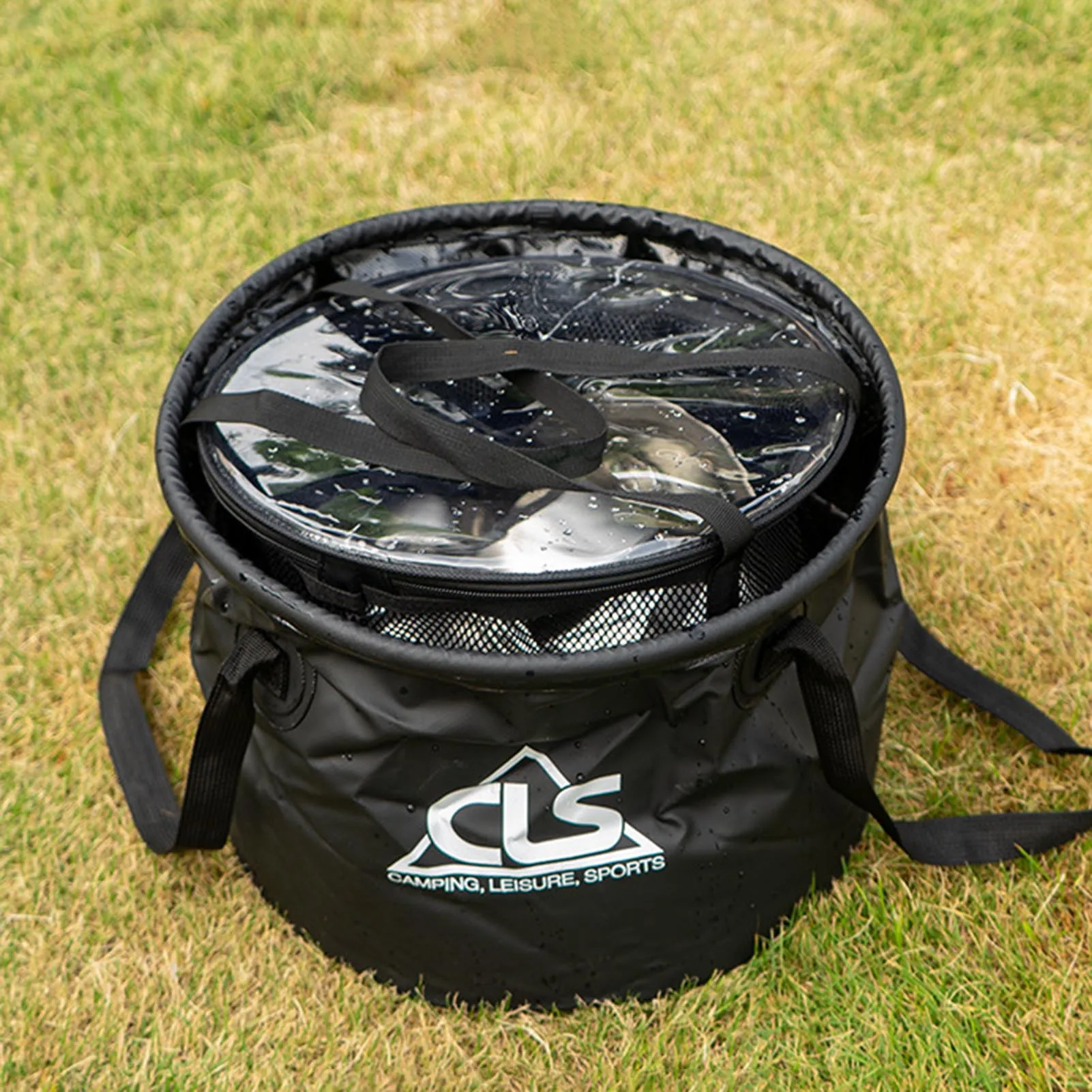 30L Portable Fishing Bucket Large Capacity Outdoor Camping Water Tank Folding Black PVC Live Fishing Bag Durable Fish Gears