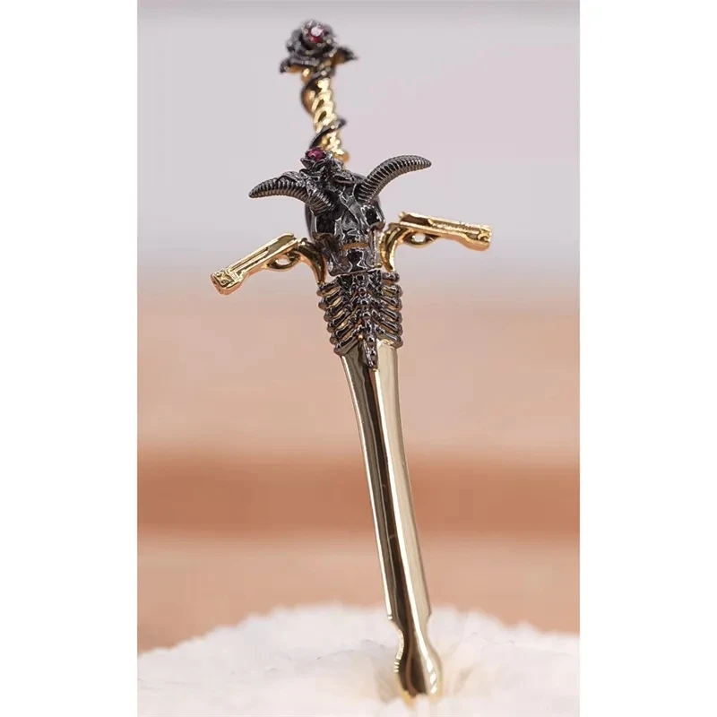 

Gothic Two-tone Sheep Head Skull Sword Pendant Necklace Men's Rock Fashion Punk Fashion Party Necklace Jewelry Accessories Gift