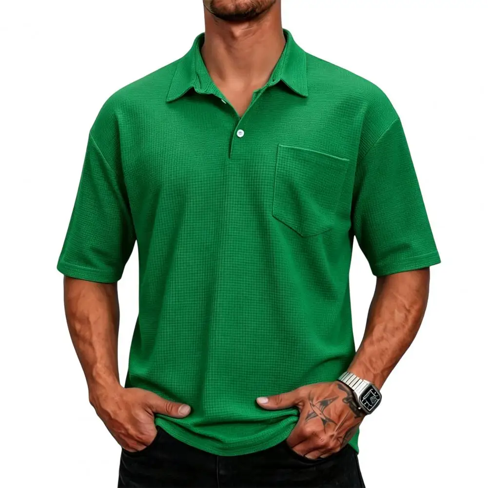 Men Golf Shirt,Comfortable Men Top, Summer Tee Shirt with Chest Pocket, Stylish Athletic Shirt for Tennis Date