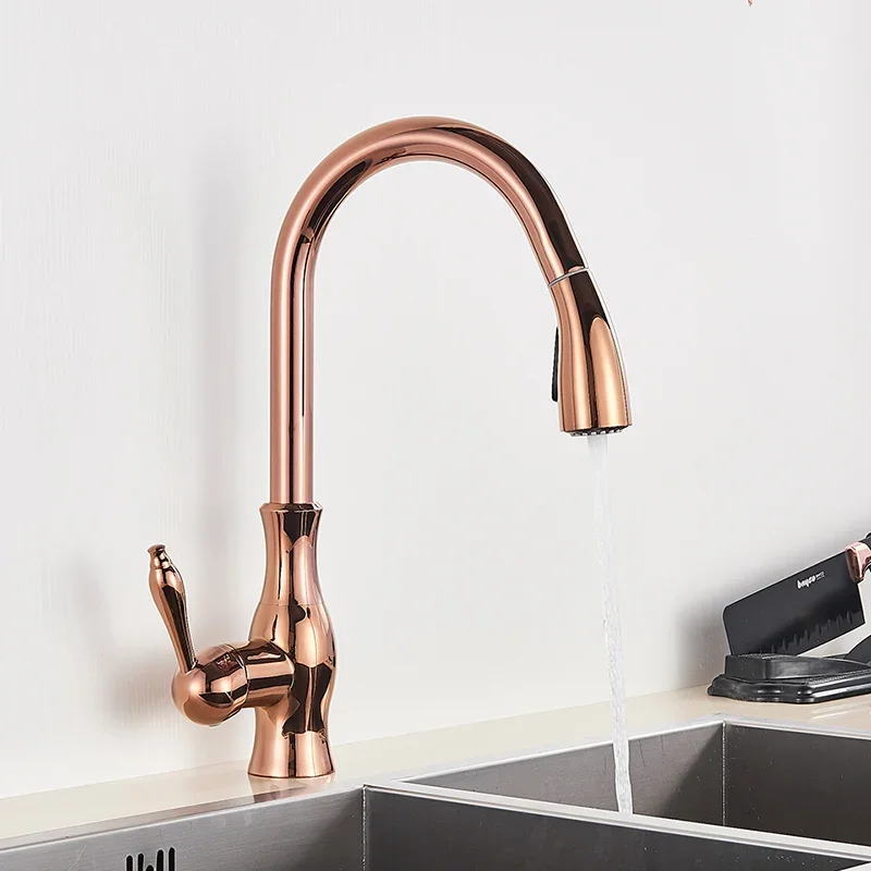 

YYHC-kitchen faucet rubber rose gold rotatable spout