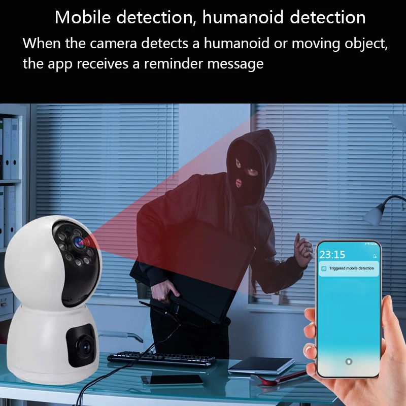 2MP Dual LENs PTZ IP Camera WiFi CCTV 360° PTZ Smart Home Security Surveillance Camera Indoor Tracking Motion  Baby Pet Monitor