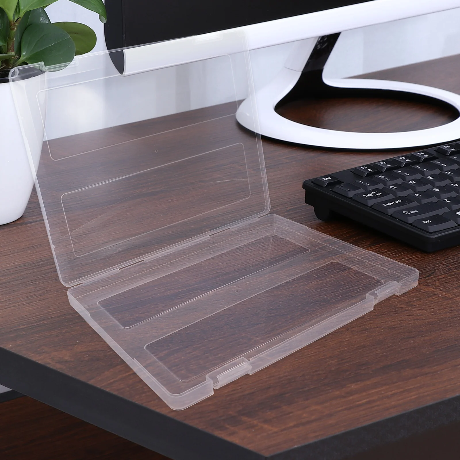 4Pcs Transparent A4 Document Box Plastic File Organizer Portable Storage Case for Office Desktop Box Files A4