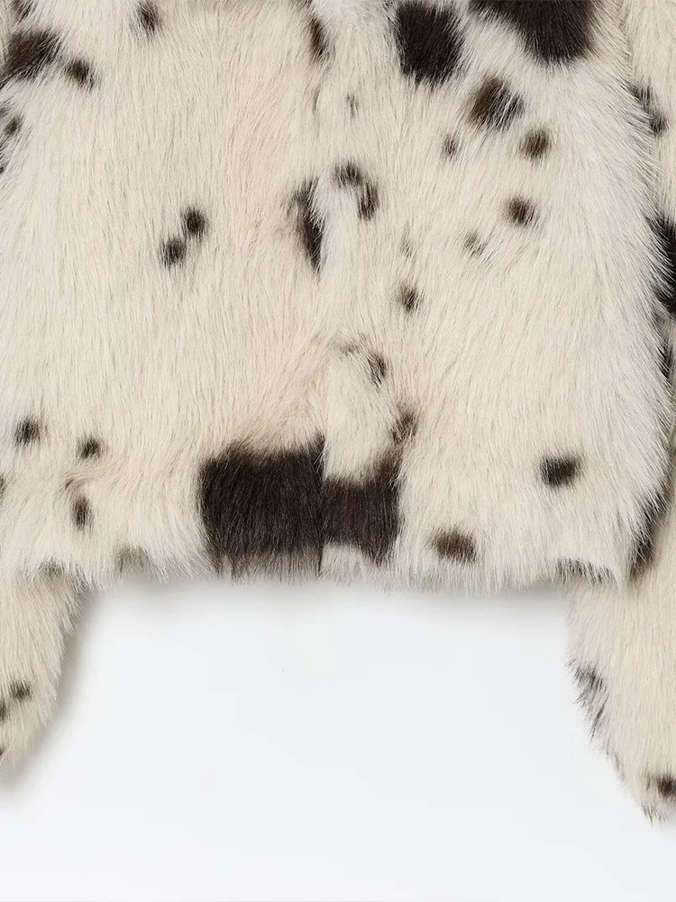유럽 및 미국 스타일 겨울 신상 여성 의류 패션 트렌디 인조 모피 효과 동물 프린트 재킷 코트