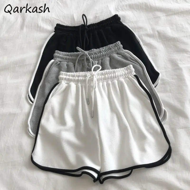 

Shorts Women Panelled Loose Casual Sporty All-match Streetwear Tender Students Wide Leg Ulzzang Chic Personality High Waist Soft