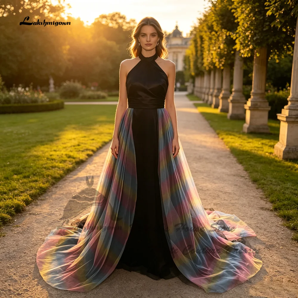 Lakshmigown Regenbogen Schwarze Hochzeitskleider Neckholder 2026 Vestidos Gothic Country Brautkleider Rückenfrei Maßanfertigung – Detail 6