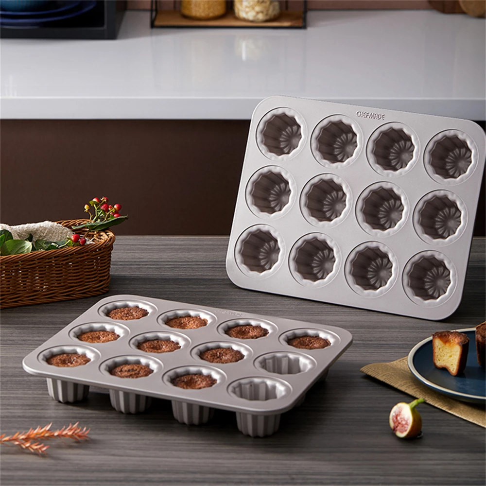 CHEFMADE Canele Mold Cake Pan Non-Stick Canneles Muffin Bakeware Cake Pan for Mousse Fondant DIY Baking Tray Kitchen Accessories