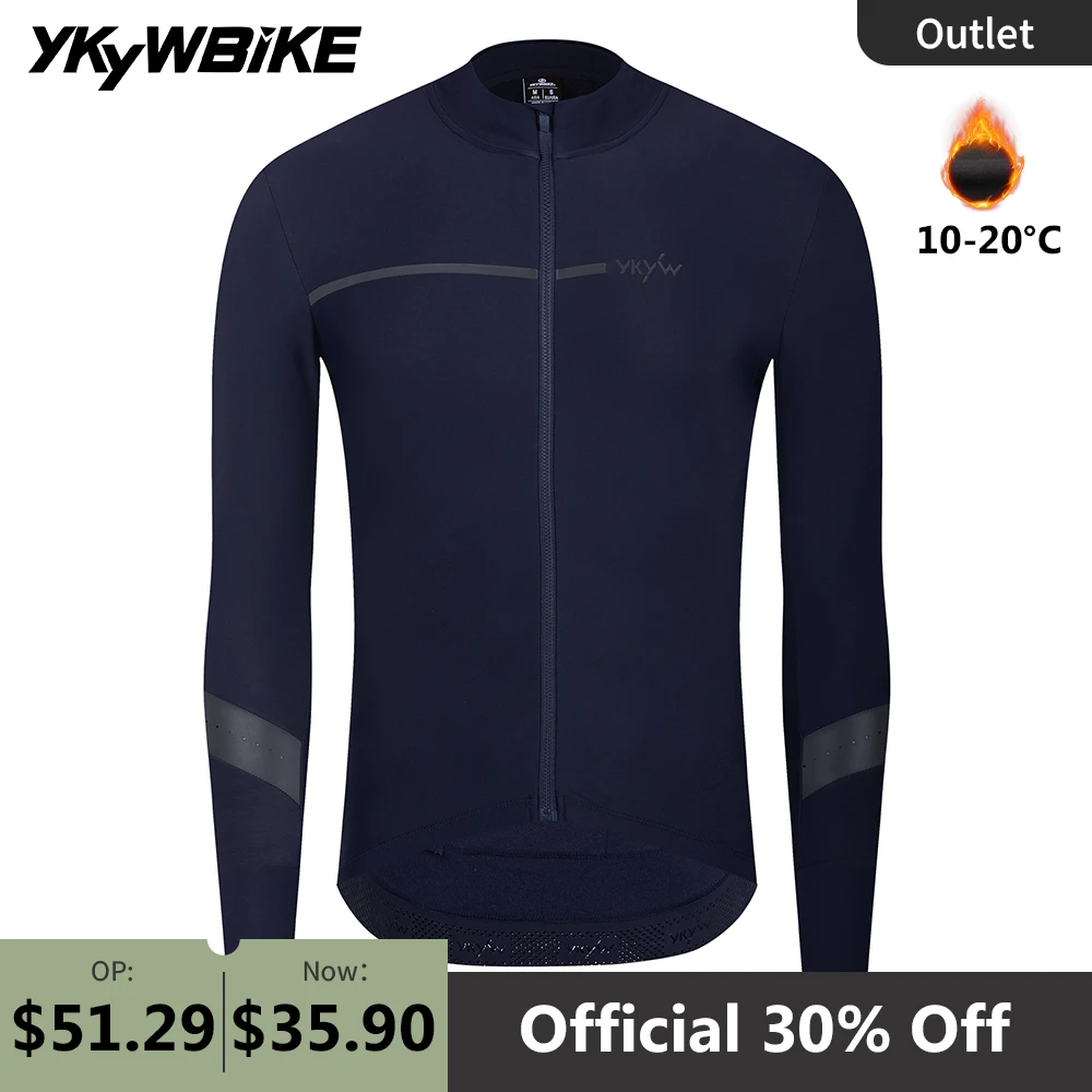 YKYWBIKE Men's Winter Cycling Jersey Warm Road Bike Thin Soft Fleece Jacket Breathable MTB Cycling Clothes Bicycle Jersey