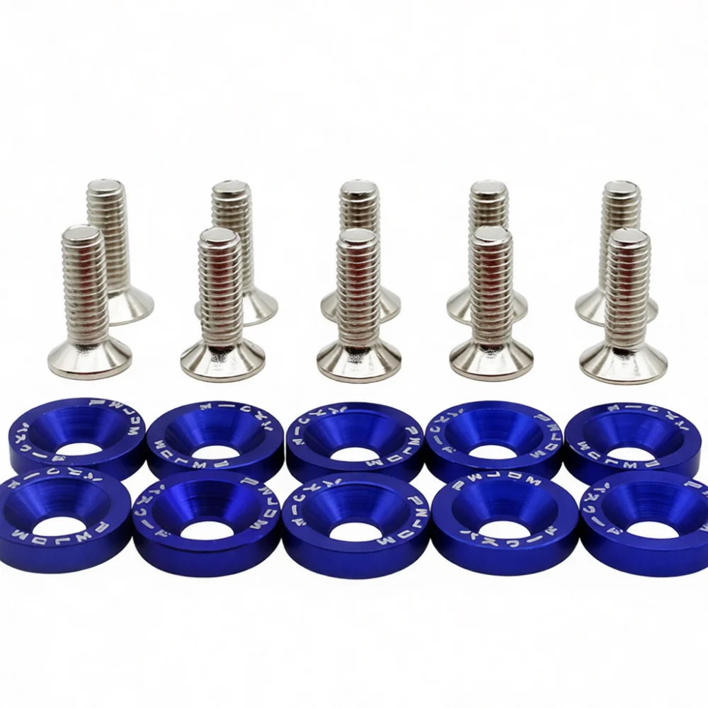 Universal Aluminum M6 Fender Washer Bumper Bolt Kit Car Engine Bay Decorative Fastener License Plate Trim Refit Accessory