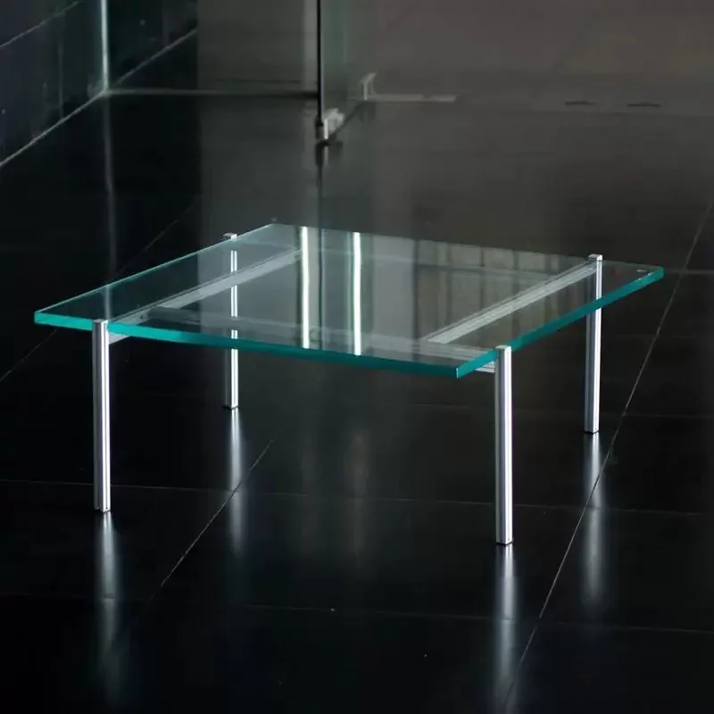 

Modern simple household rectangular tea table designer aluminum profile edge table Nordic minimalist tempered glass coffee table