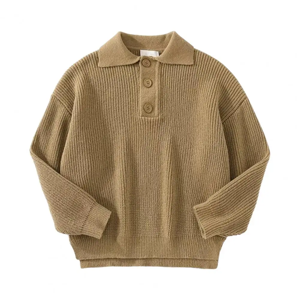 

Retro Men's Knitted Sweater with Buttoned Collar Thick Warm Long Sleeve Pullover for Fall Winter