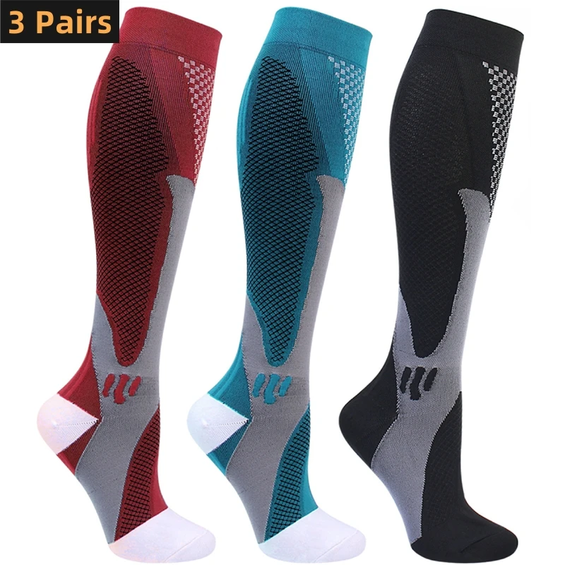 S-XXL 3 Pairs Pack/Socks Compression Socks 30 Mmhg Fit For Medical Edema Diabetes Varicose Veins Running Sports Socks Size XXL