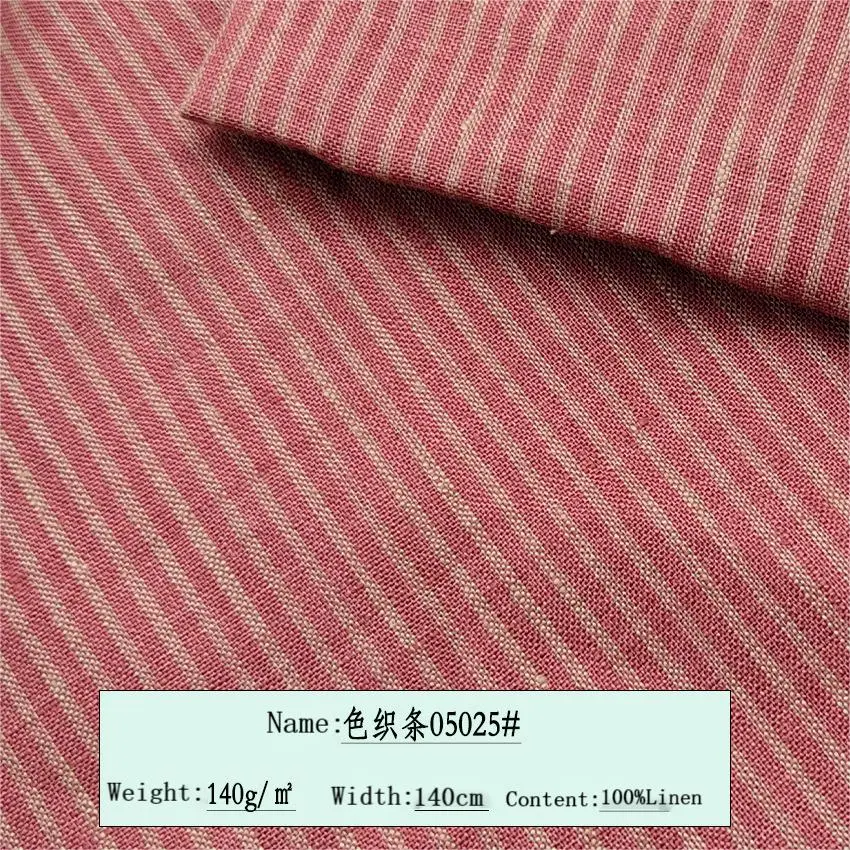 

High-end natural fabric 100% linen 14S yarn-dyed strips linen fabric of shirt, trousers, and suit clothing available