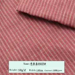 High-end natural fabric 100% linen 14S yarn-dyed strips linen fabric of shirt, trousers, and suit clothing available