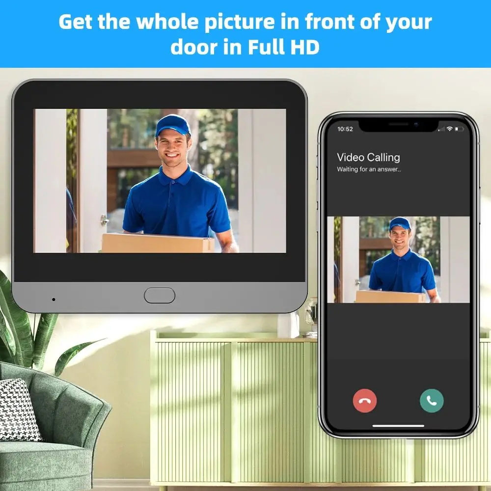 Imagem -06 - Campainha Wifi Doméstica com Câmera Câmera Peephole Infravermelha Porta Dispositivo de Vídeo Intercom App Icam365 43 1080p 5000mah