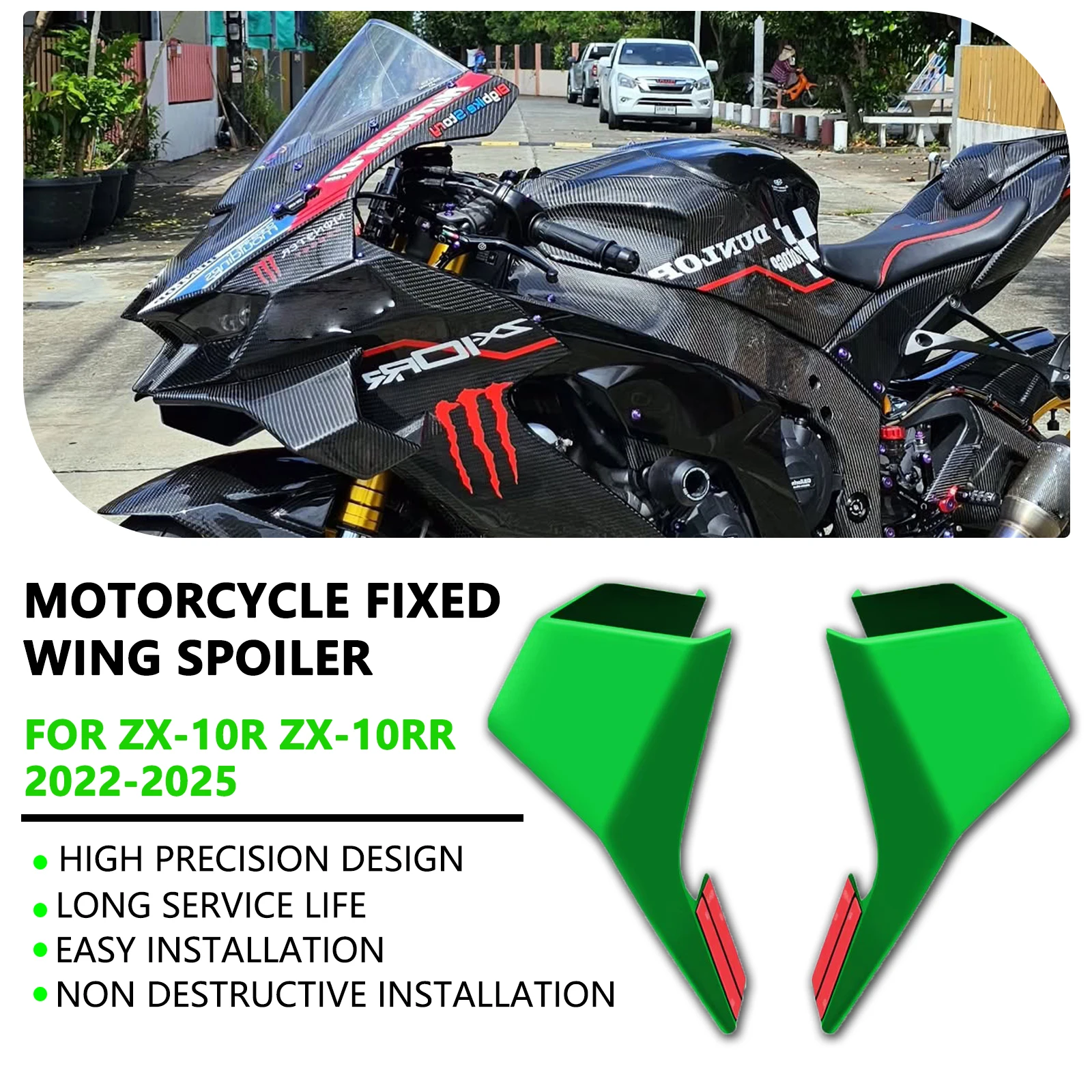 

Motorcycle Accessories Aero Winglet Wind Wing Fairing Windshield Spoiler GP wing For Kawasaki ZX-10R ZX-10RR 2022 2023 2024 2025