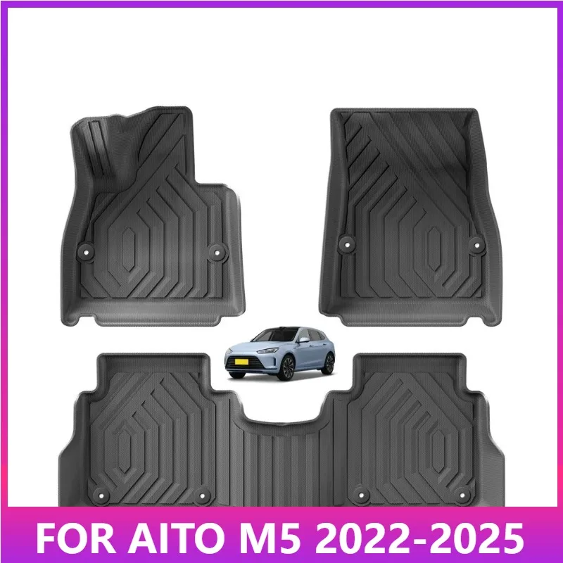 

Floor Mats For AITO M5 Seres M5 5 2022-2025 TPE 3D Car Mats Cargo Liner Pad Waterproof All Weather Accessories Black