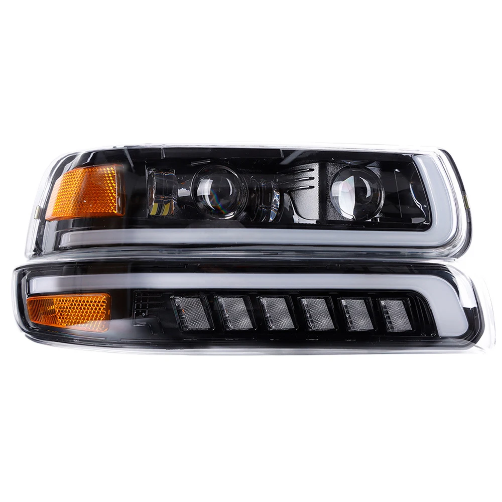 Reflektory samochodowe LED z lampami zderzaka do chevroleta Silverado 1500 2500 1999 2000 2001 2002 Chevy Tahoe ulepszony przednie światła Led