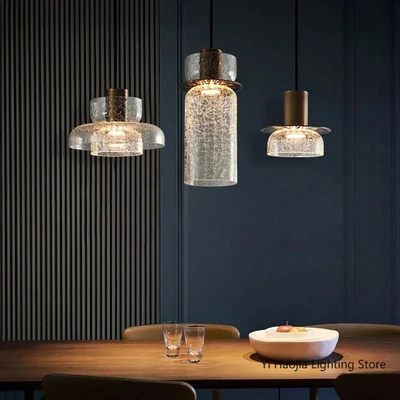 

Creative Cracked Glass Pendant Light Luxury LED Chandelier for Coffee Shop Bar Kitchen Island Hanglamp Bedroom Living Room Decor