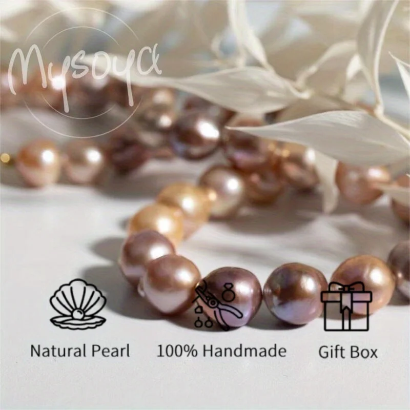 

MYSOYA 10-12 мм натуральный фиолетовый розовый жемчуг в стиле барокко ожерелье из настоящего жемчуга подарочная коробка унисекс ювелирные изделия на день рождения, свадьбу, Рождественский подарок