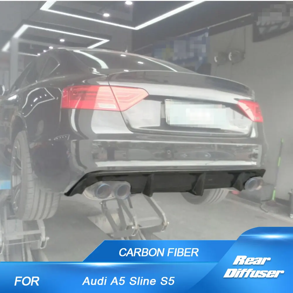 Carbon Fiber Rear Bumper Diffuser Lip Spoiler Fit for Audi A5 Sline S5 2012-2016
