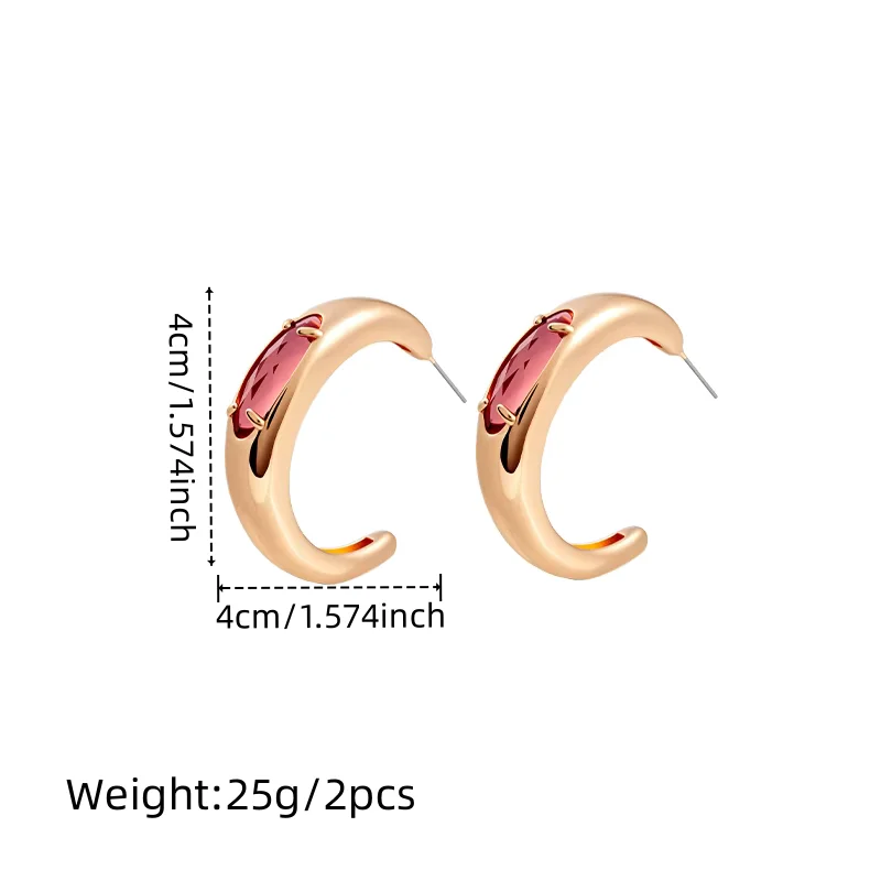 

LESHORE Autumn New C-shaped Inlaid Earrings Light Luxury Fashion Simple Women's Earrings Free Shipping