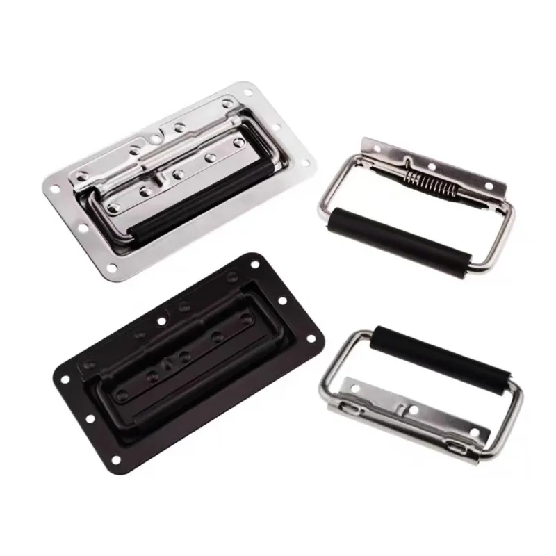 

Industrial Stainless Steel Heavy Duty Recessed Zinc Cast Truck Folding Drop Steel Cabinet Black Spring Chest Handle for Tool Box