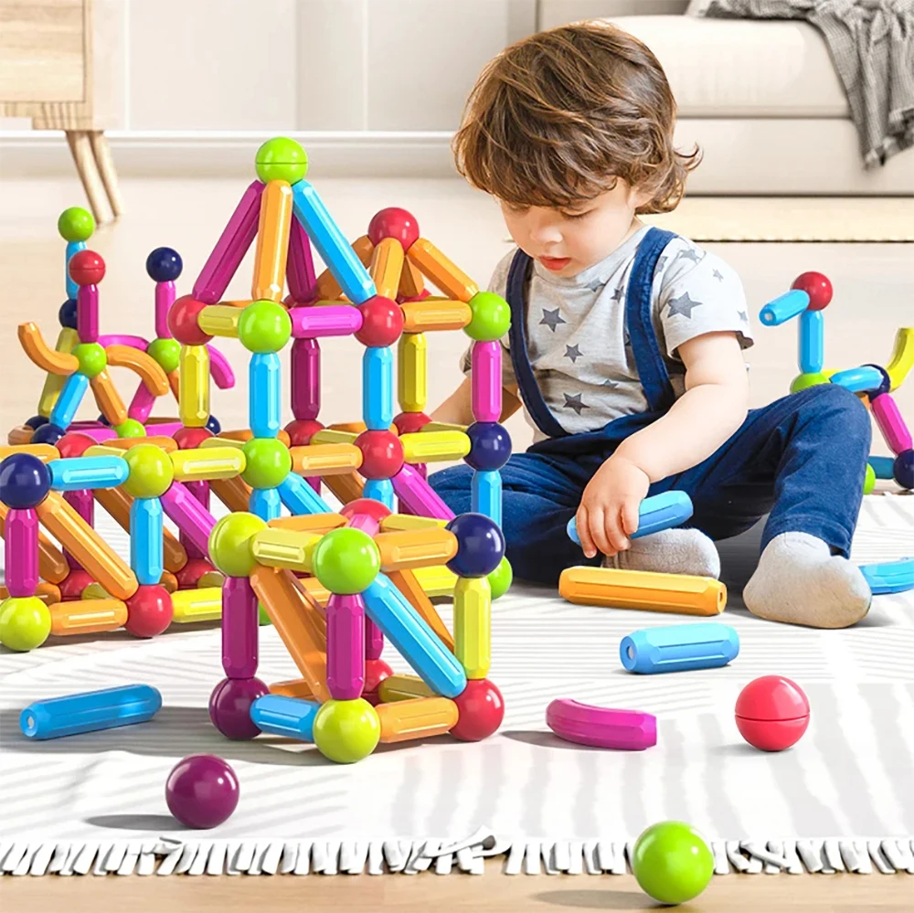 Children Magnetic Construction Blocks Set Model Magnet Stick Building Blocks Montessori Educational Games Toys For Kids Gifts