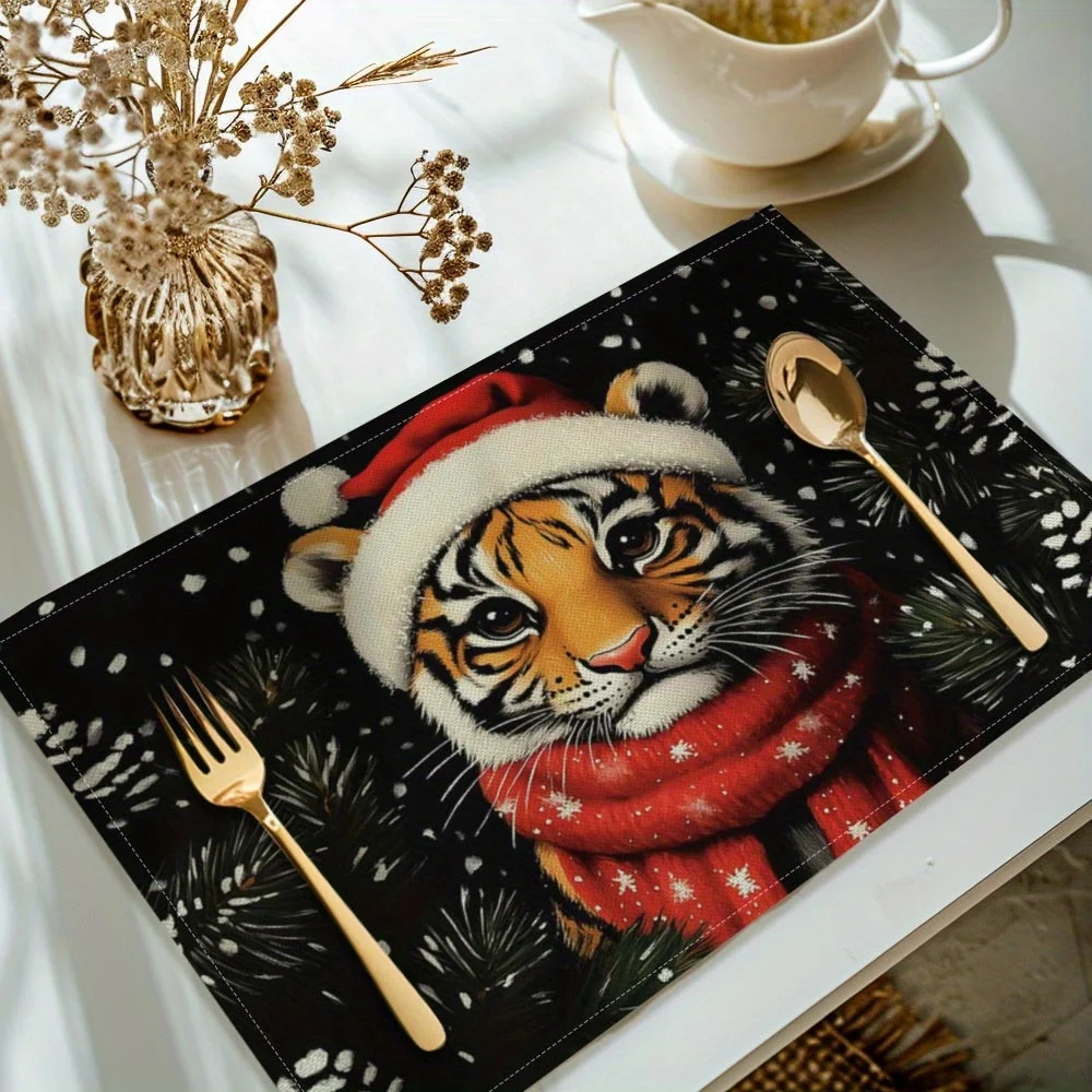 Tiger Printed Placemats, Table Mats, 30x40cm Placemats For Kitchen Dining Table Decoration