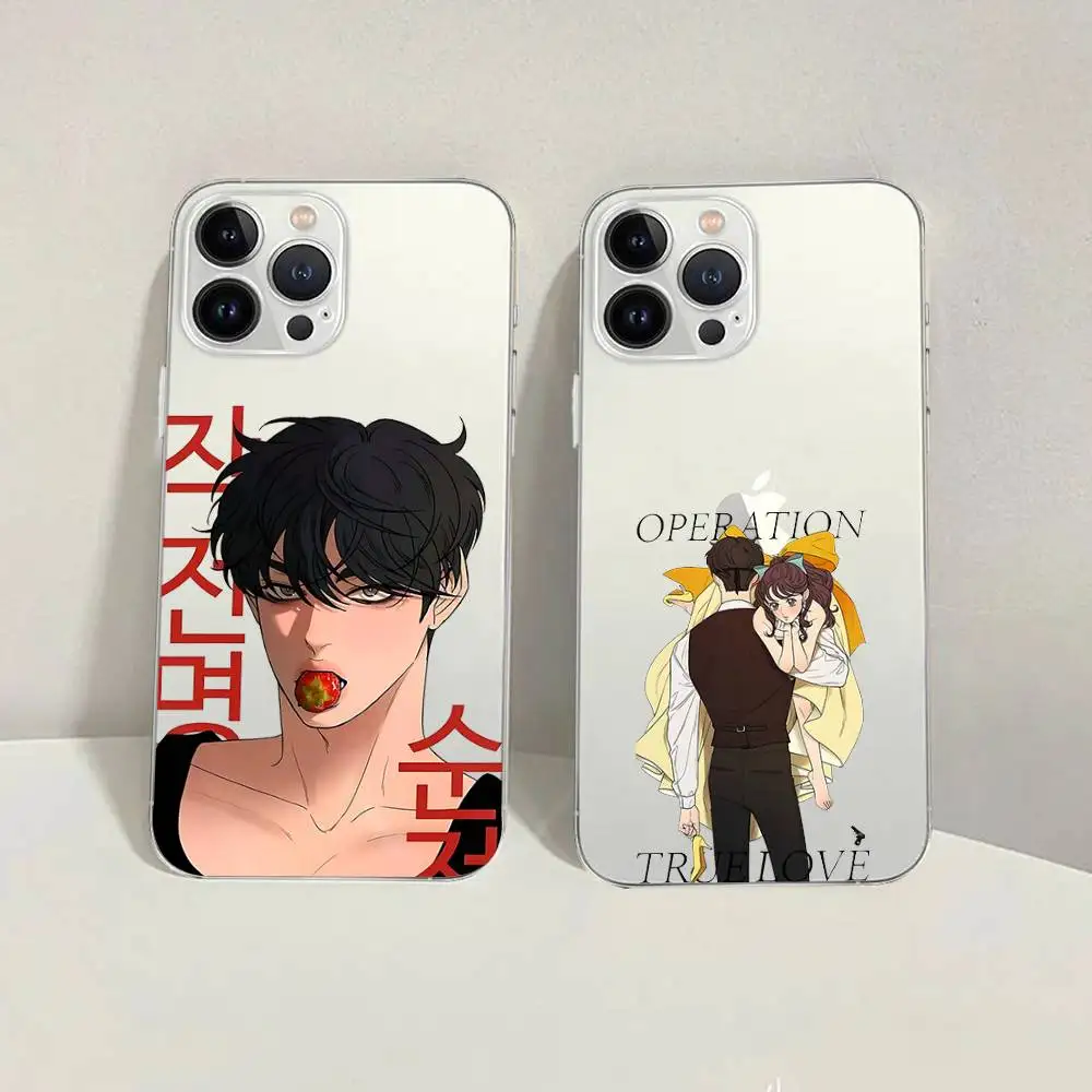 حافظة هاتف Operation True Love شفافة لهاتف آيفون 16 15 11 13pro Max 14Plus X Xr Xs Max 12 mini - غطاء شفاف